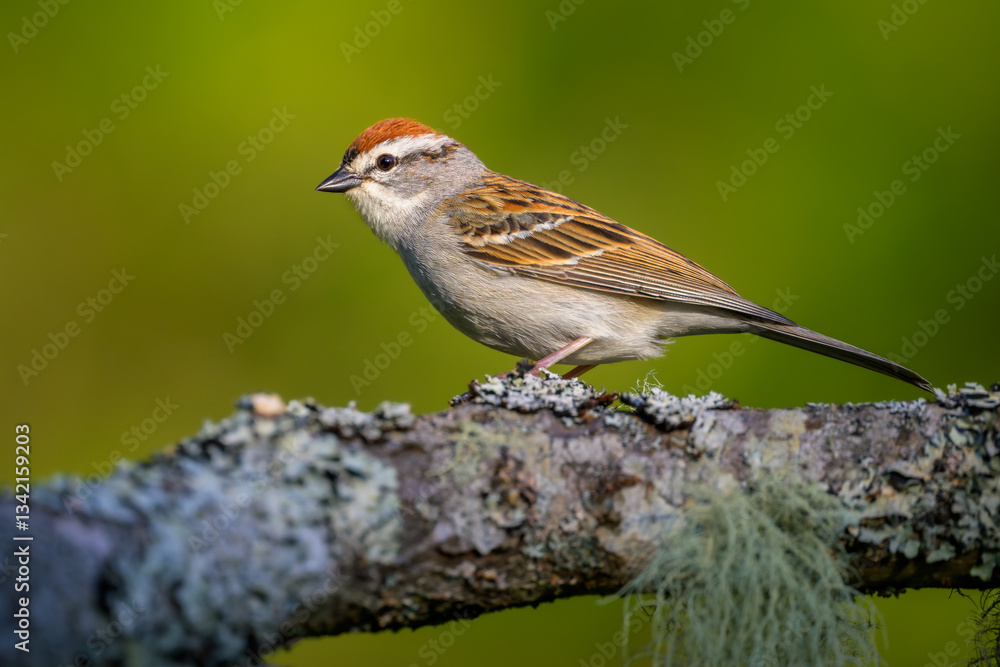 Chipping Sparrow bird perching on tree branch Chipping Sparrow bird perching on tree branch
