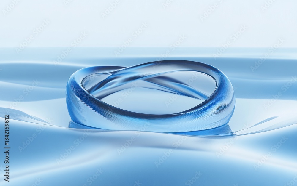 Fototapeta premium Abstract blue ring on rippling water, digital art, graphic design, background image