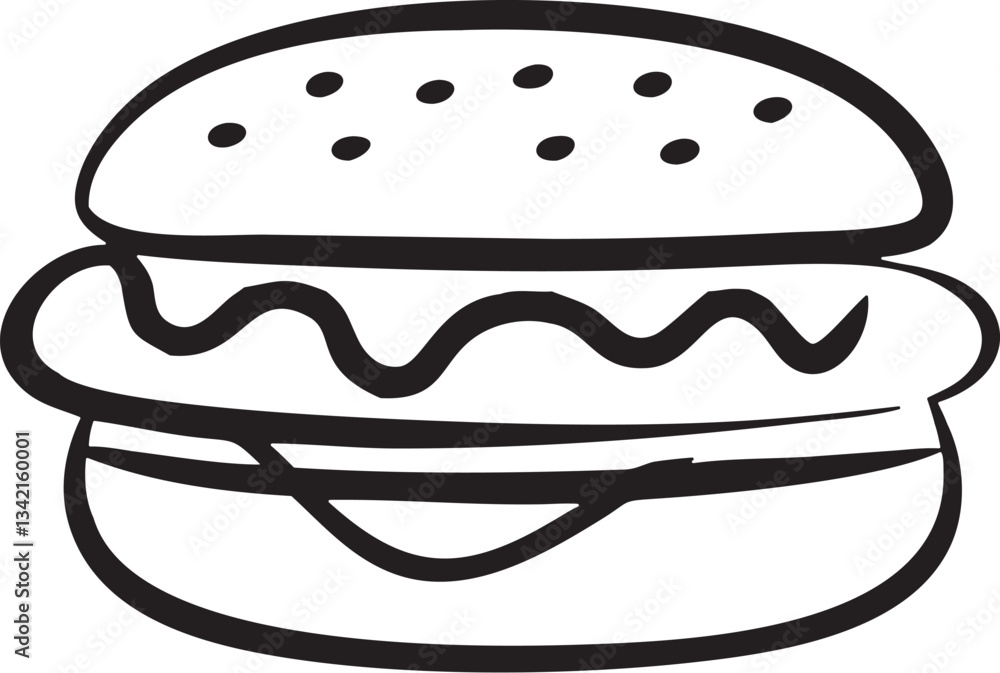 Doodle Hamburger Icon HandDrawn Line Art Illustration Doodle Hamburger Icon HandDrawn Line Art Illustration