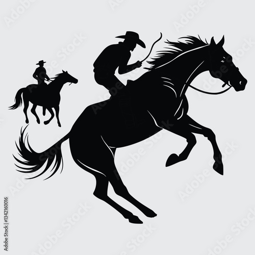 A horse skidding to a stop in a rodeo image silhouette design vector art and illustration