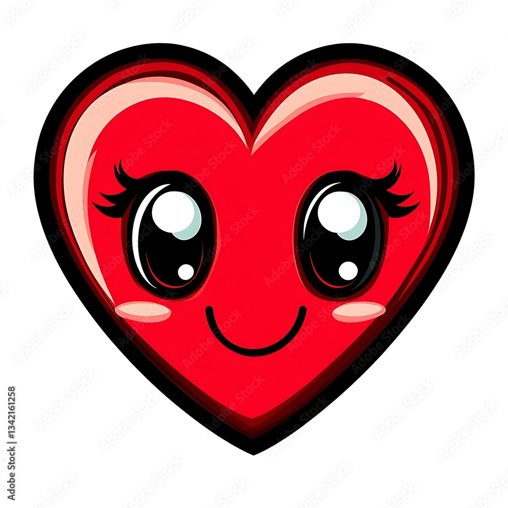 A friendly smiling cartoon heart with large expressive eyes A friendly smiling cartoon heart with large expressive eyes