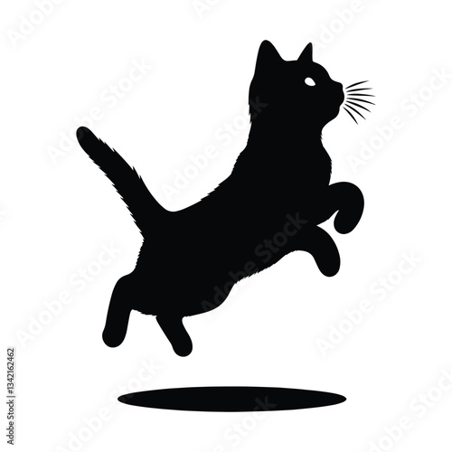 Black Cat Jumping Silhouette Vector Illustration