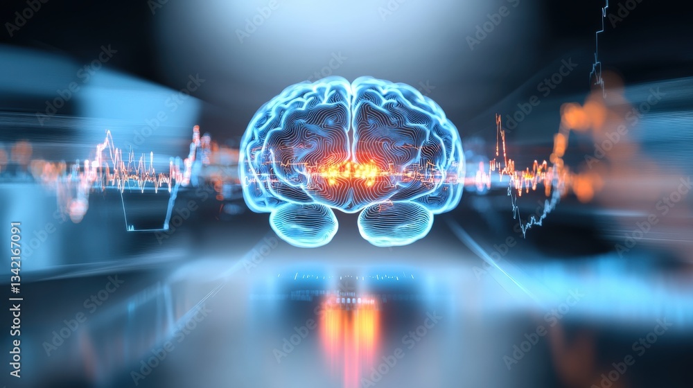 Obraz premium Neuroscience breakthroughs the human brain and its complexity digital lab infographic virtual environment abstract viewpoint