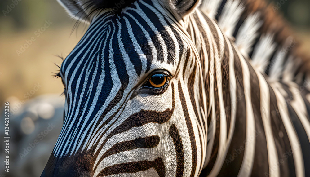 Naklejka premium A Cape mountain zebra (Equus zebra) in natural habitat