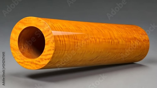 Amber-Colored Hollow Cylinder Wooden Sculpture