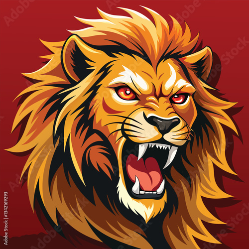 Ferocious Roar of an Enraged Male Lion in Majestic Pose