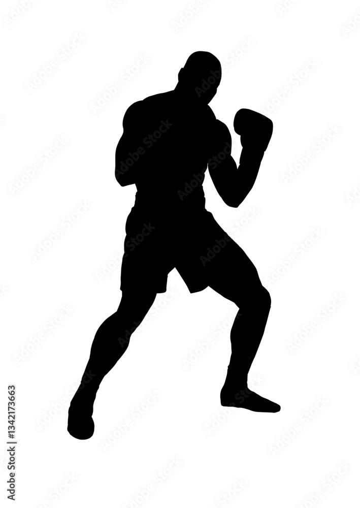 Boxer silhouette in dynamic pose - vector illustration Boxer silhouette in dynamic pose - vector illustration