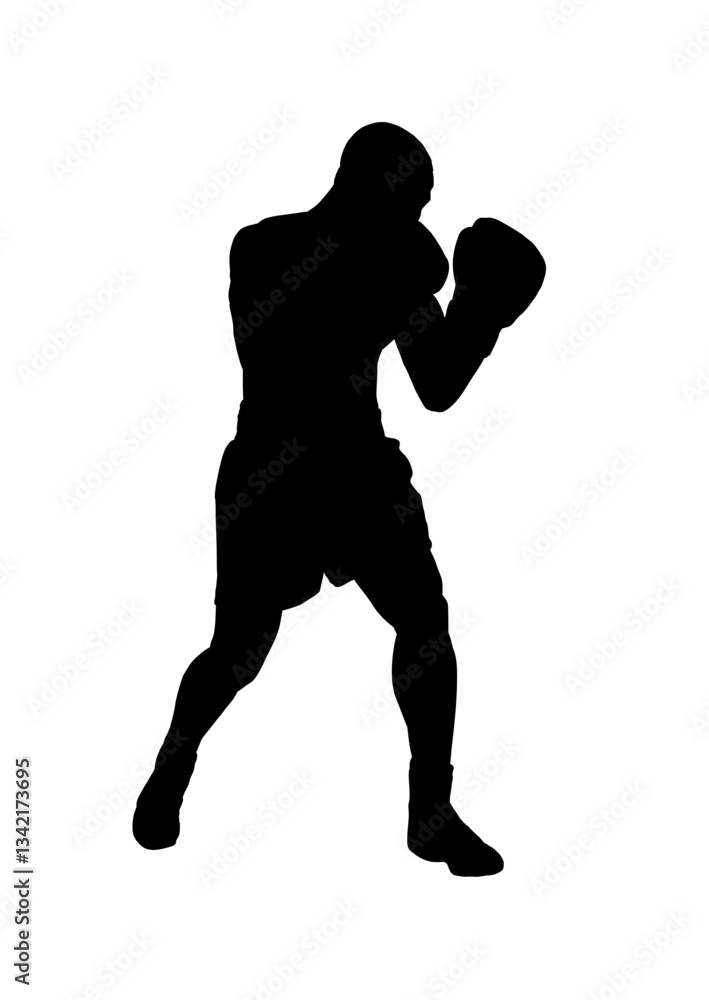 Boxer silhouette in dynamic pose - vector illustration Boxer silhouette in dynamic pose - vector illustration