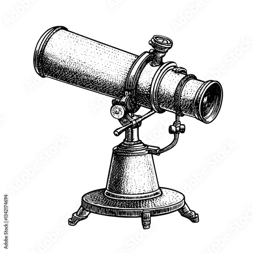 Engraved vintage telescope design capturing the elegance of celestial observation