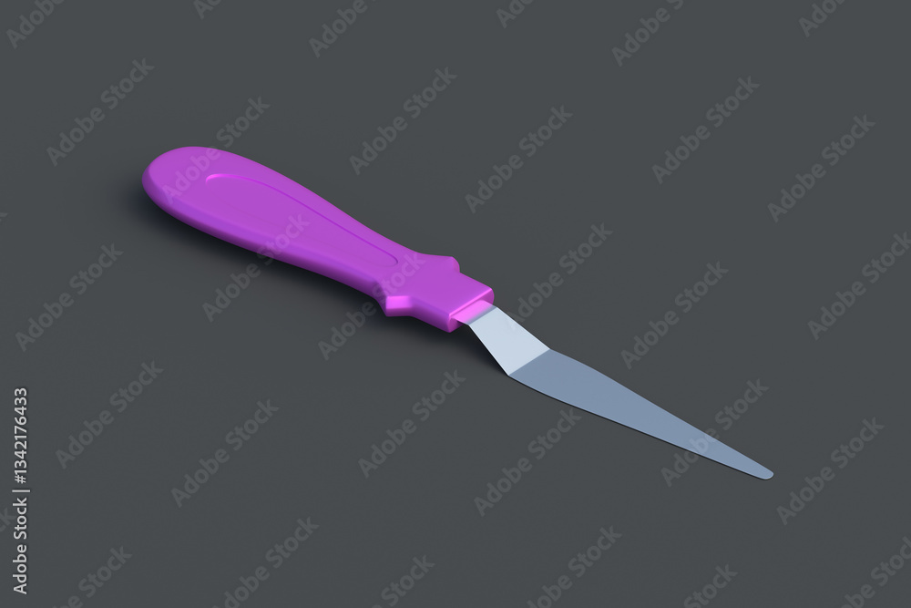 Fototapeta premium Spatula for cake decorating on gray background. Confectionery tool. Professional equipment. 3d rendering