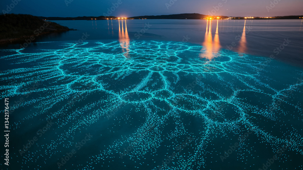 Obraz premium Bioluminescent Bay at Night: A Celestial Sea