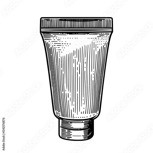 Engraved vintage illustration of a tube product capturing timeless craftsmanship and aesthetic beauty