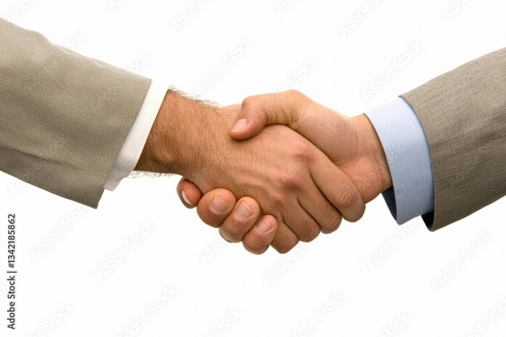 Businessman engages in handshake with partner to finalize agreement in professional setting Businessman engages in handshake with partner to finalize agreement in professional setting