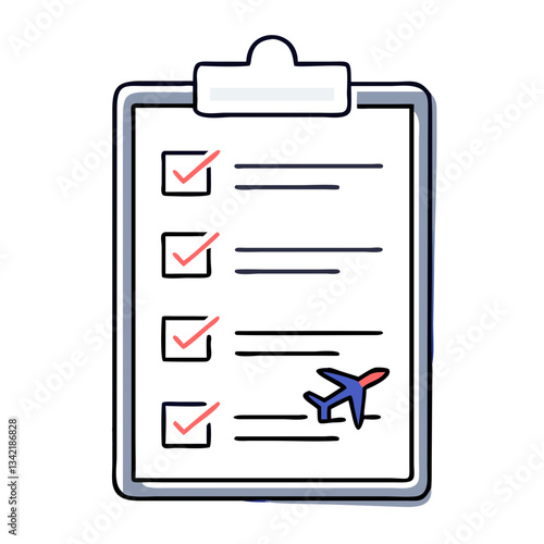 Aircraft checklist vector icon for flight preparation