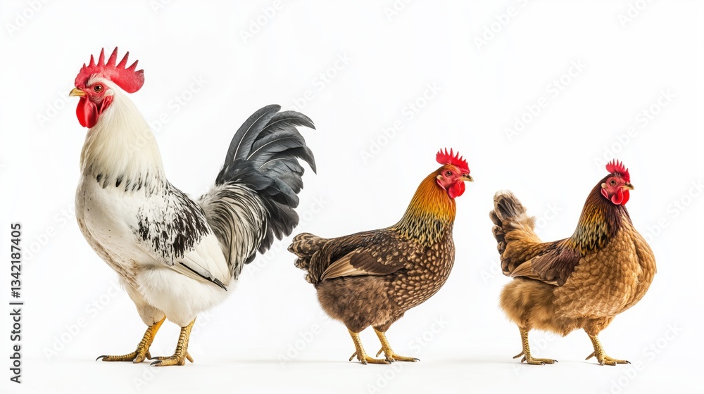 Fototapeta premium Various different types of chickens.