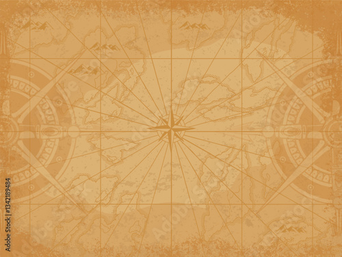 Vintage map illustration with compass design