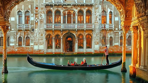 Gondola ride through historic Venetian architecture at sunset