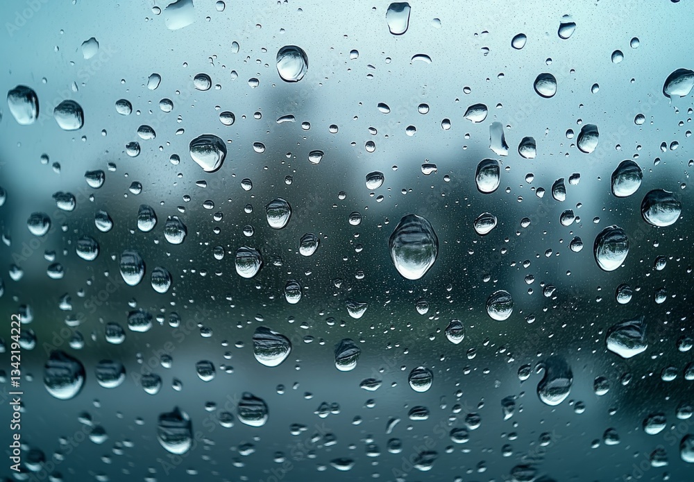 Rainy Weather Blurred Window with Water Drops: Exploring Nature's Texture and Mood Rainy Weather Blurred Window with Water Drops: Exploring Nature's Texture and Mood