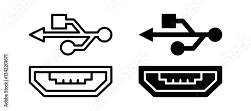 usb icon set flat vecktor trendy popular simple