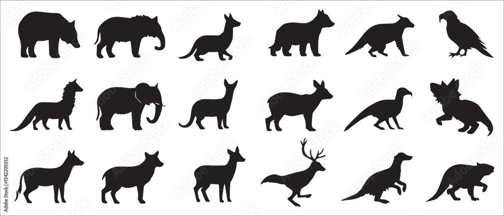 Obraz premium Animals logos collection. Animal logo set. Isolated on White background