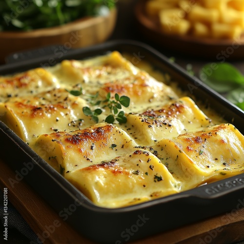 Creamy Oven-Baked Cannelloni Gratin: A Delicious Italian Comfort Food Recipe with Cheese and Herbs – Perfect for a Cozy Dinner 
