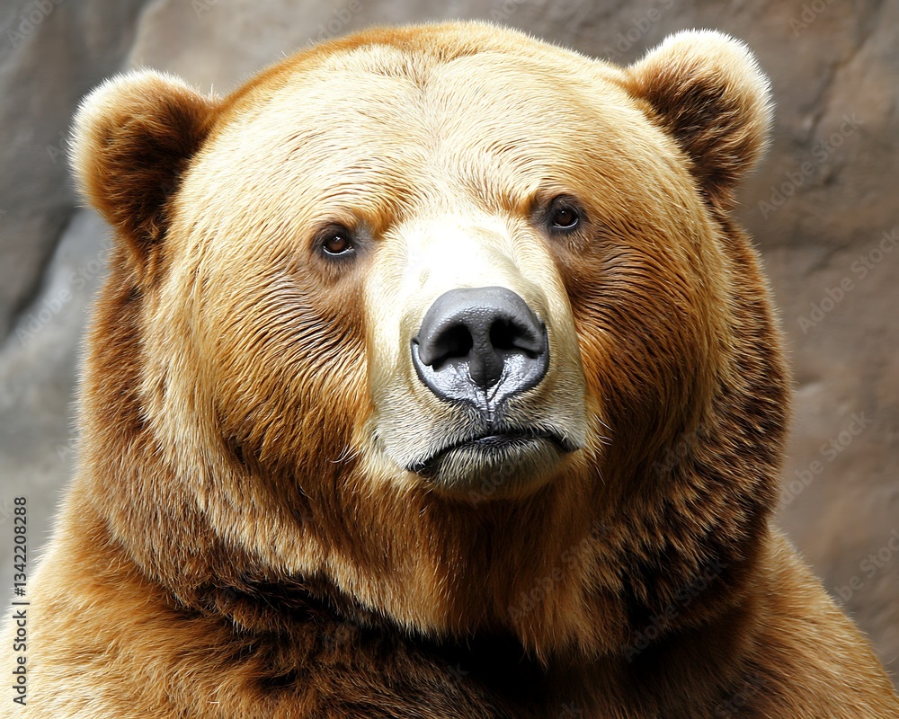 Obraz premium Brown bear portrait, looking straight at the camera. Background blur