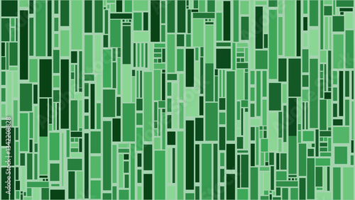 Green abstract background. Green geometric background with rectangles. Mosaic background with shades of green color.