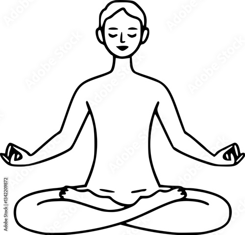 Outline of a person in meditation pose minimal mindfulness vector illustration