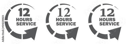 12 hour service icon set vector illustration.