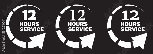 12 hour service icon set vector illustration.
