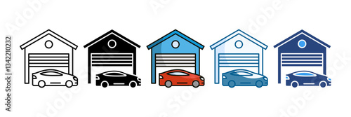Garage Icon Set Multiple Style Collection
