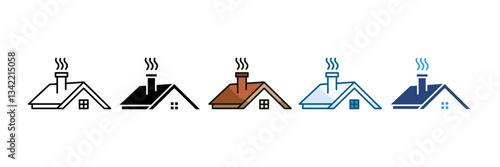 Chimney Icon Set Multiple Style Collection