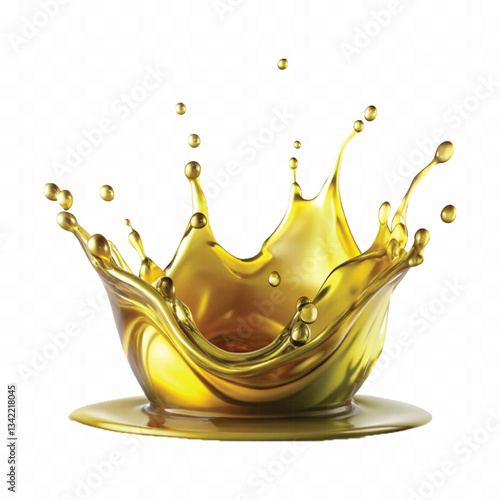 Abstract 3d olive or engine oil and cosmetic serum liquid splash isolated on white background