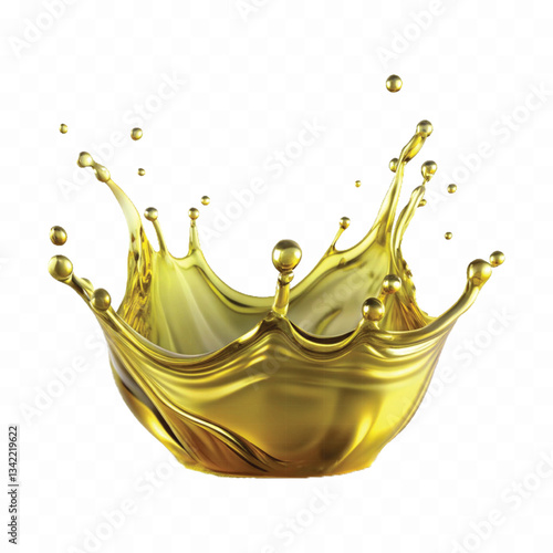 Abstract 3d olive or engine oil and cosmetic serum liquid splash isolated on white background