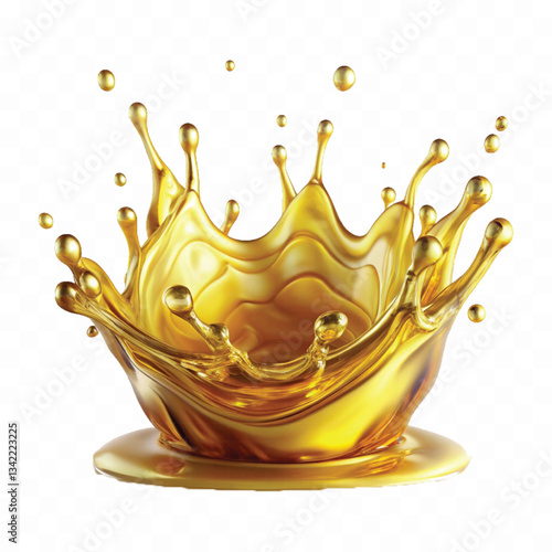 Abstract 3d olive or engine oil and cosmetic serum liquid splash isolated on white background