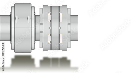 Thrust tilt pad bearing illustration showing a thrust collar, base ring, upper and lower leveling plates, and thrust shoes