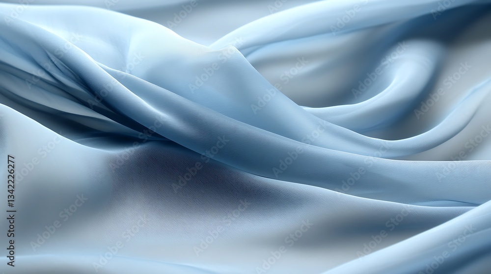 Obraz premium Light blue translucent fabric arranged in graceful flowing waves