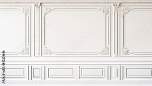 Wallpaper Mural White paneled wall interior design background Torontodigital.ca