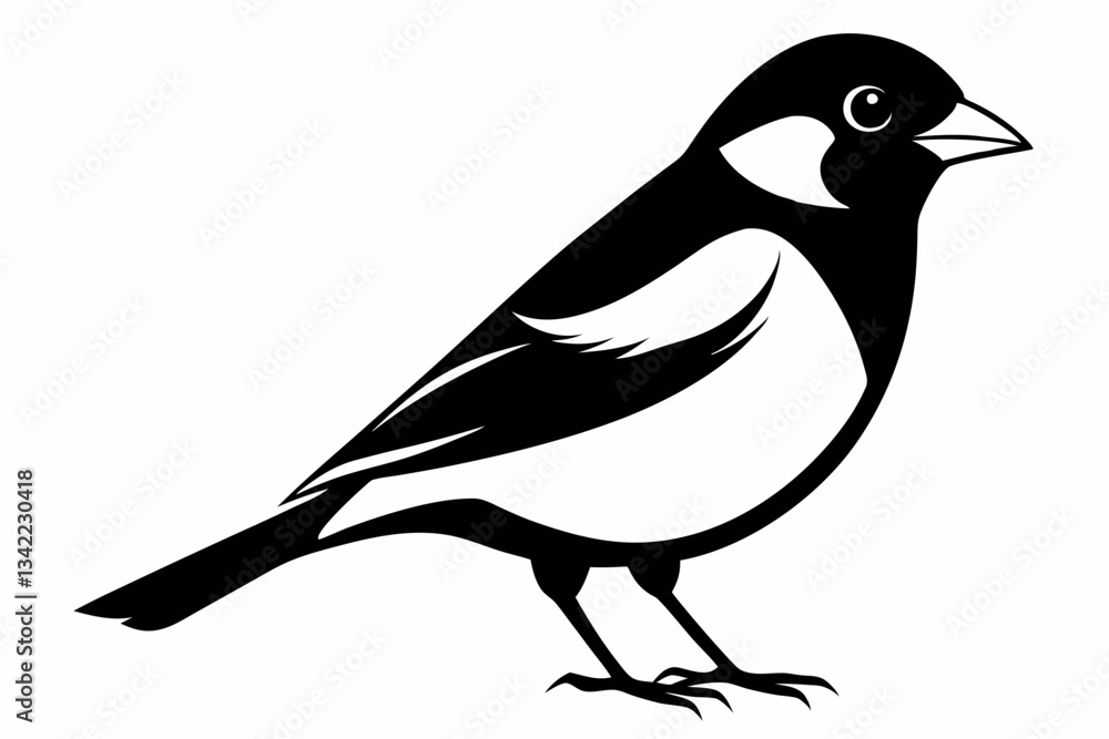 Naklejka premium bullfinch line art silhouette vector illustration