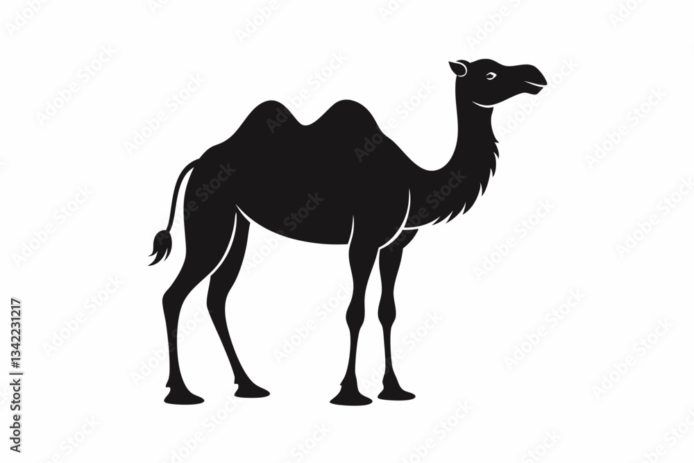 Fototapeta premium dromedary camel line art silhouette vector illustration