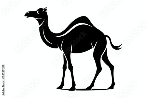 dromedary camel line art silhouette vector illustration