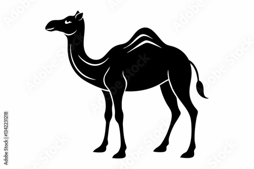 dromedary camel line art silhouette vector illustration