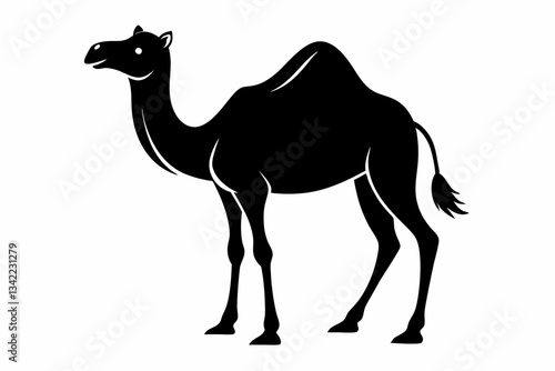dromedary camel line art silhouette vector illustration