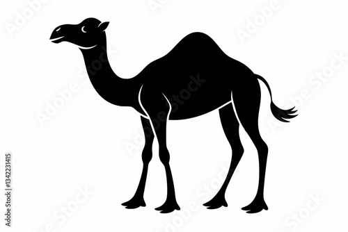 dromedary camel line art silhouette vector illustration