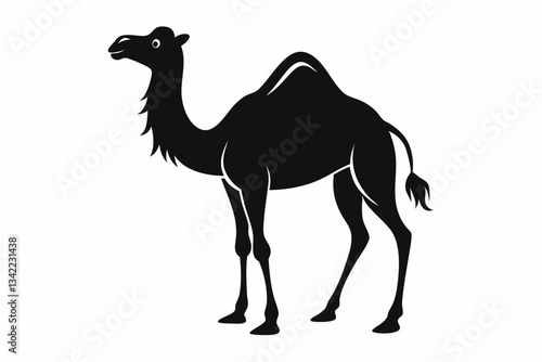 dromedary camel line art silhouette vector illustration