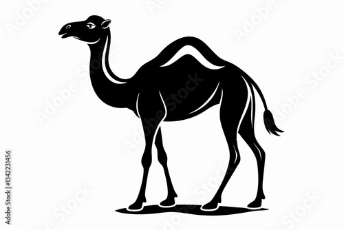dromedary camel line art silhouette vector illustration