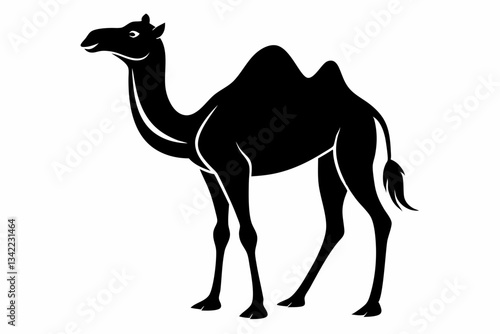 dromedary camel line art silhouette vector illustration