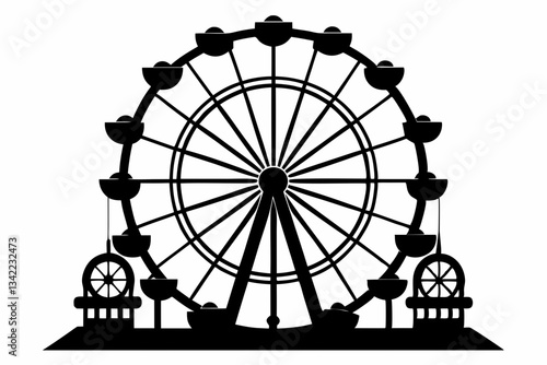 Photography ferris wheel line art silhouette vector illustration