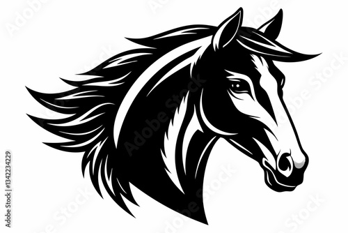 Wallpaper Mural horse head line art silhouette vector illustration Torontodigital.ca