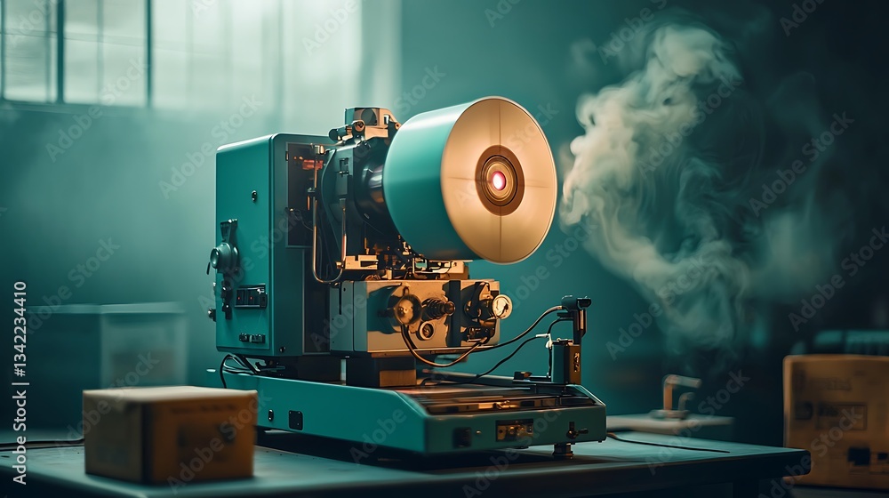 Fototapeta premium Industrial Machine Smoke Production Process